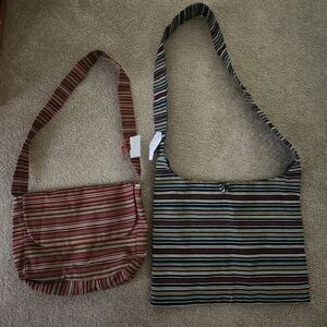 Striped Handmade Shoulder Bags Set - Red and Blue